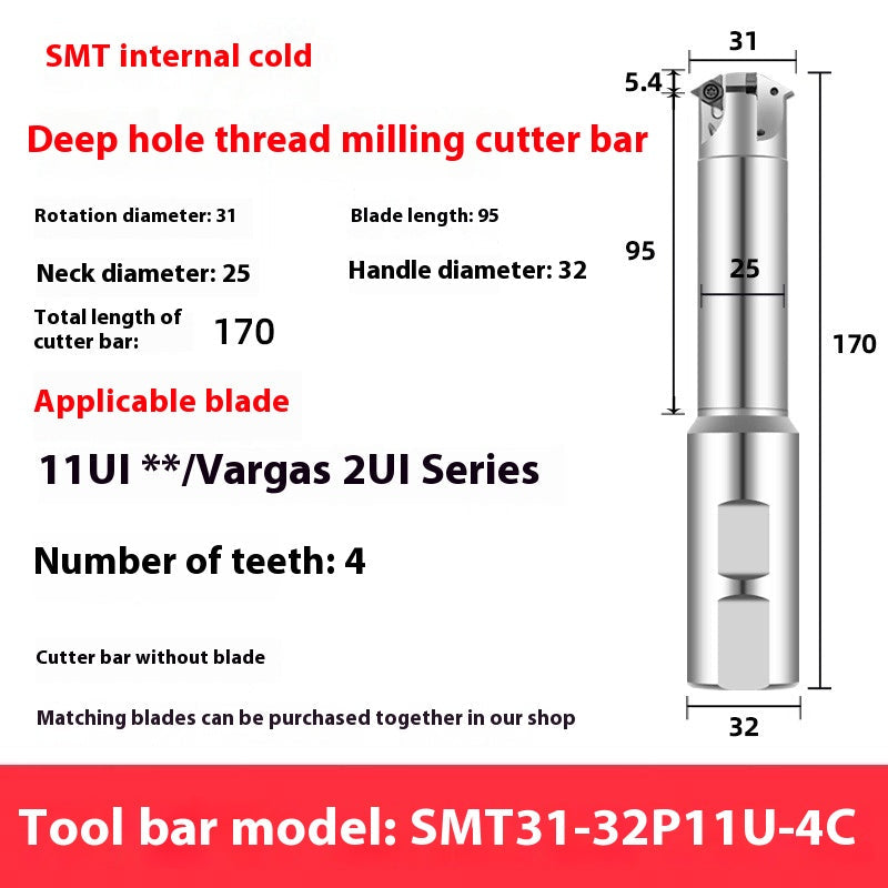 6036 SMT Deep Hole Thread Milling Toolholder Machining Center Single Thread Internal Coolant Milling Tool U-Thread Toolholder 11UI 16UI Shandong Denso Pricision Tools Co.,Ltd.